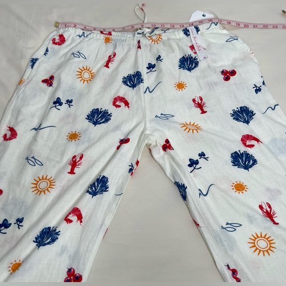 Angel Kiss Linen Beach Pants Tropical Print Summer Multicolor Size XL With Pocke - Picture 3 of 10